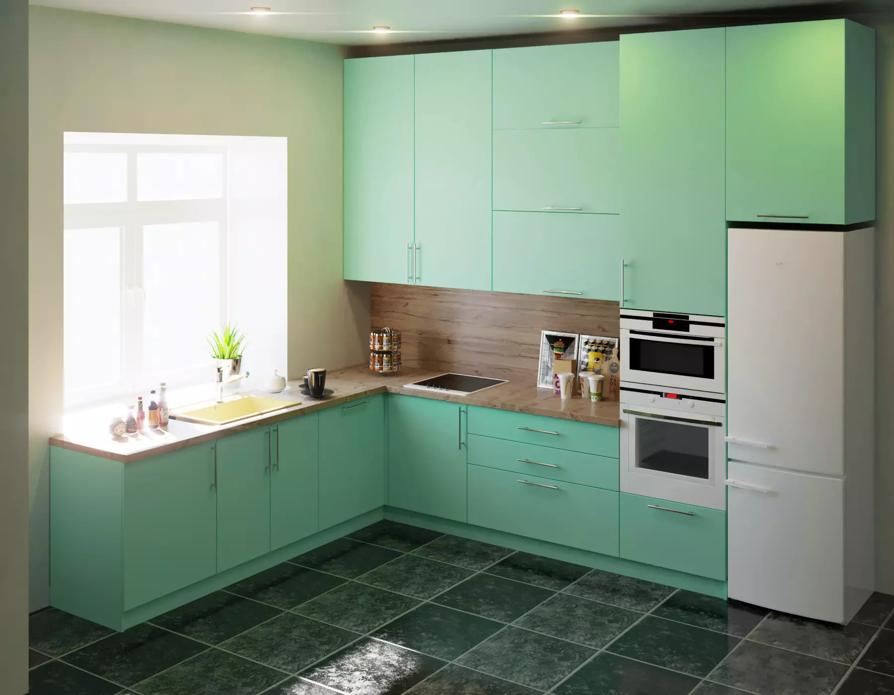 Бело-зеленая кухня: 90 идей дизайна (фото)